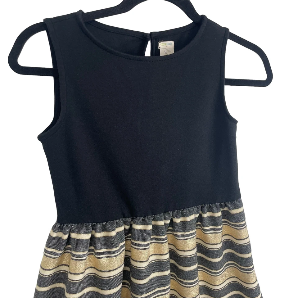 Vestido listrado dourado metálico sem mangas Crewcuts feminino 10 - Imagem 2 de 4
