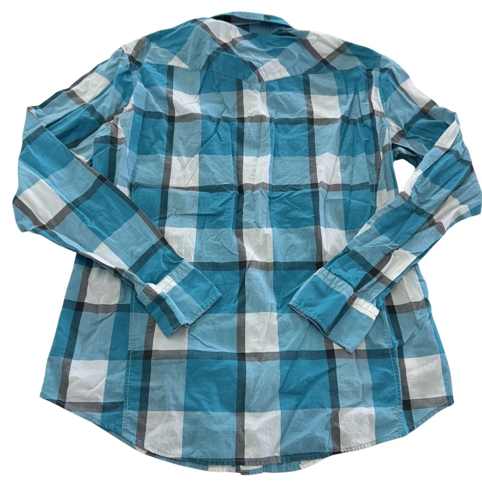 Camisa Hugo Boss Naranja Para Hombres XL Azul Cuadros Western Botón a Presión Manga Larga Top Foto 2 de 4