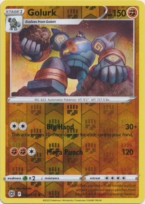 Reverse Holo Golurk 083/172 Brilliant Stars Rare Pokemon TCG