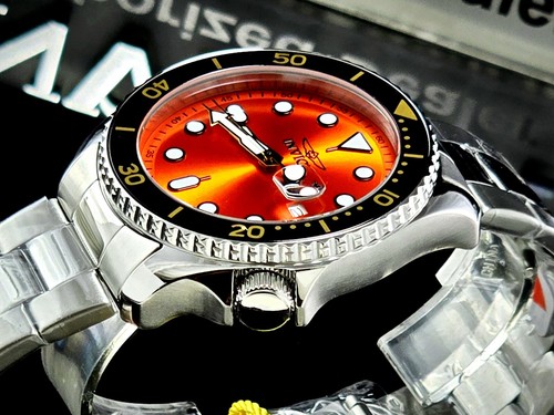 Orologio Uomo Invicta Pro Diver St SVIZZERO Quarzo Acciaio 46Mm Quadrante Arancione Data - Foto 4 di 16
