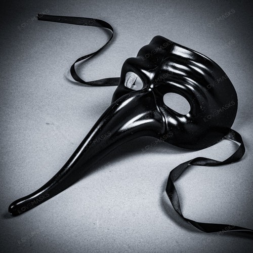 Venetian Black Plague Doctor Drama Theater Masquerade Costume Party Long Nose - Picture 6 of 8