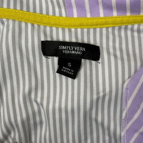 Simply Vera Wang Pajama Shirt Purple Gray Striped - Womens Size Small Top - Picture 6 of 10