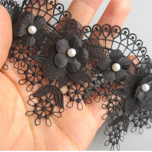 2 Yards Scallop Flower Beaded Embroidered Trim Lace Ribbon Sewing Wedding Dress - Picture 8 of 19