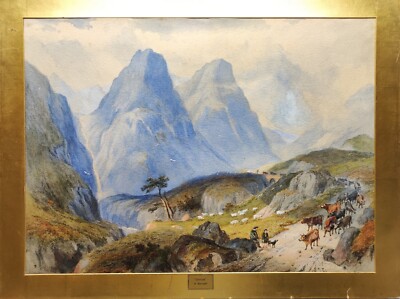 ATTRIB TO W. BARNETT ''GLENCOE'' ANTIKES HOCHLAND AQUARELL GEMÄLDE 44,5X61 CM.