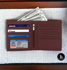 Mens RFID Brown Genuine Leather Bifold Wallet Slim Hipster Credit Card  ID