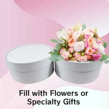 4 Boxes - Round Flower Boxes - 9" Diameter White
