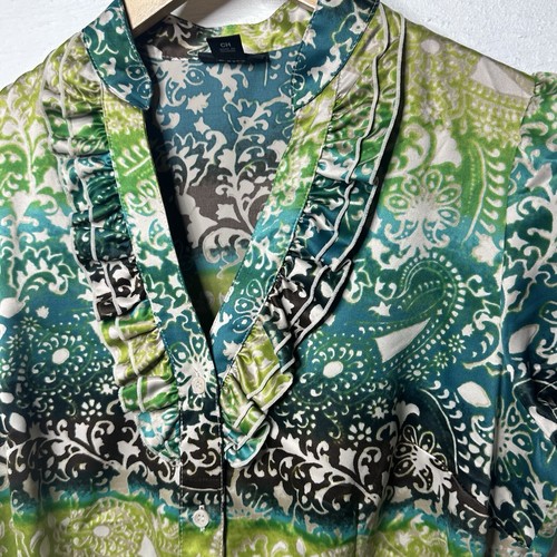 De colección Y2K Top Para Mujer S Verde Satinado Volantes Cuello en V Hada Cinturón Phoebe Buffay - Imagen 3 de 9
