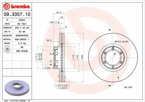 Bremsscheiben 2 StüCk Scheibenbremse Brake Discs Brembo 09.3357.10-image