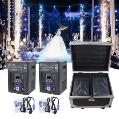 2Pcs 750W Cold Spark Firework Machine 6.6-9.8ft DJ Special Effect with CASE