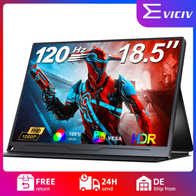 120HZ Portable Monitor, 18,5 Zoll Tragbarer Mobiler IPS Bildschirm 1920x1080 HDR