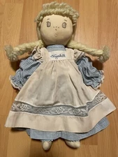 Pauline Bjonness Jacobsen Elizabeth Cloth Rag Doll Blond Blue Gingham Dress