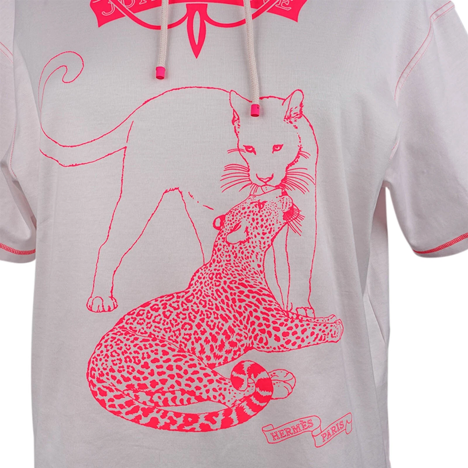 HERMÈS T shirt Hermes con cappuccio Jungle Love porcellana rosa 40 8