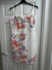 Pretty white and floral bodycon dress, size 16 Jane Norman