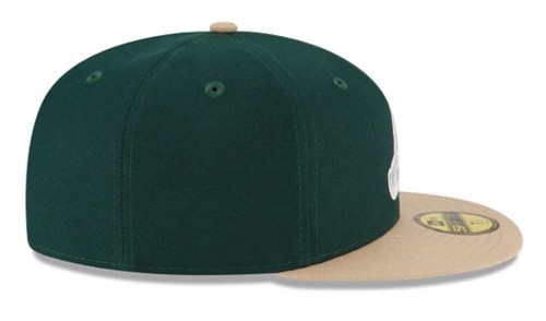 New Era Atlanta Braves Emerald Tan 59FIFTY Hat Size 7 1/8 Gray UV Free Shipping - 第 5/7 張圖片