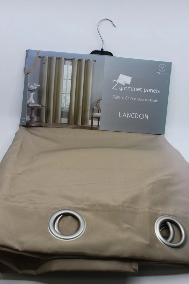 Langdon 2 Woven Grommet Panels, Taupe 76" x 84" by Victoria Classics NEW - Image 2 of 4