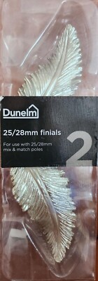 Dunelm Feder 2er Pack Endstücke - Satin Steel - Neu 25/28 mm