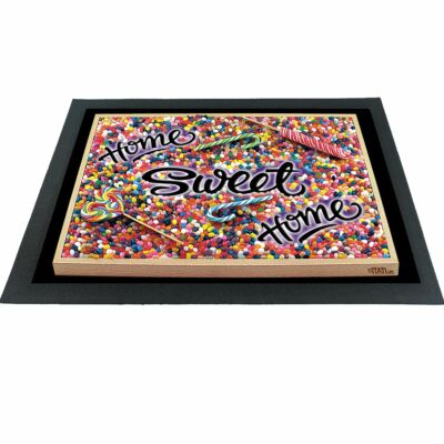 Witzige Fußmatte Candy Home Sweet Home 3D-Motiv bunt 60x40x04 cm Haushalt