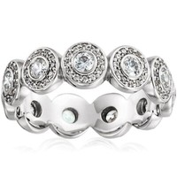 1.00 Karat Diamant LüNette Halo Ewigkeit Ring Damen Ehering 14K Weiss Gold