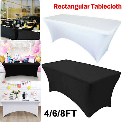 8 Ft Fitted Black Tablecloth - Polyester Rectangular Table Cover For 96x30x30 Inch Tables, Indoor/Outdoor, Party & Trade Shows - View #5