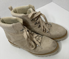 Womens 8 M Kohls Sonoma Tigerfish 2 Cream Faux Suede Lace Up Boots Ortholite Eco