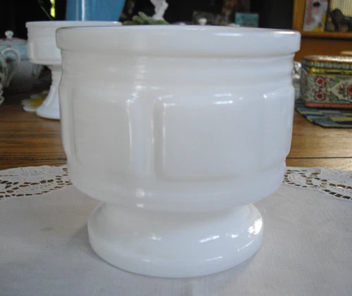 Vintage White Milk Glass 4 1/2" Vase Planter ~