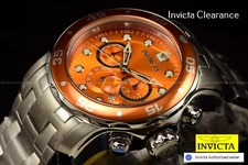 NEW Invicta Men's 48mm PRO DIVER SCUBA CHRONOGRAPH Orange Dial Bracelet SS Watch