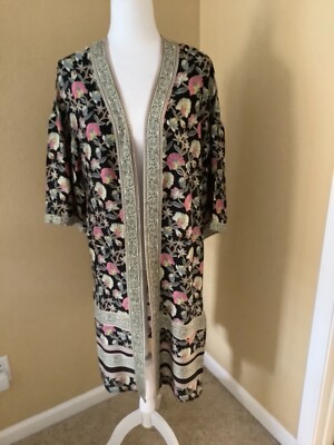  DR2 Women s Lightweight Multicolor Floral Open Robe Size XS