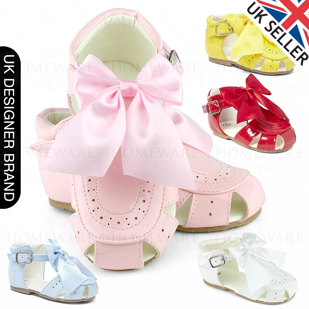 Bow Sandals Girls Spanish Baby Patent Sandals Spider Hard Sole Pink White UK3 8
Opens in a new windo
