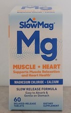 SlowMag Mg Muscle + Heart Magnesium Chloride w/ Calcium Supplement- 60ct 01/2026