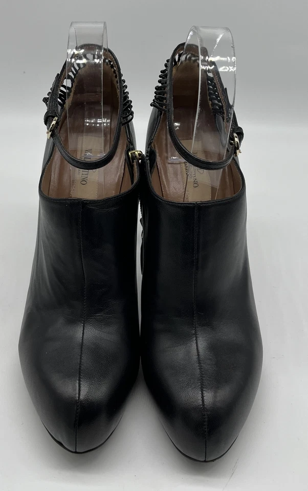 Botín Valentino de cuero negro con correa al tobillo con plataforma jaula talla 38,5 Foto 4 de 4