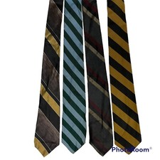 4 pc Vtg 40 50's Rockabilly Necktie LOT SKINNY Woven Silk Stripe Swing Ties