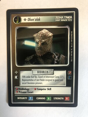 Star Trek CCG 1E Oken'alak Mint Common   Blaze of Glory 1999