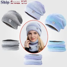 Women Men Winter Beanie Hat Scarf Mask Set Knitted Warm Snow Ski Cap Neck Cover