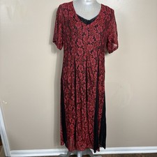 Olivia Petite Red Black Lace Maxi Dress Women's SP Short Sleeve Evening Gothic