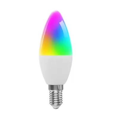 Smart Dimmable 5W RGB LED Candle Bulb with Remote and Voice Control