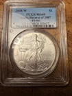2008-W PCGS MS69 Silver Eagle Reverse of 2007 FS-901