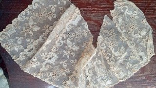 Beige Antique Tambour Lace Remnant #1911