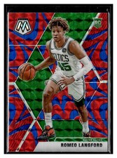 2019-20 Panini Mosaic #233 Romeo Langford Reactive Blue Boston Celtics