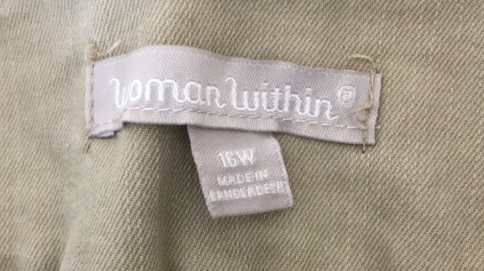 Woman Within 16W Comfort Waist Beige Denim Cuffed Bermuda Shorts 36"W x 12"L - Image 2 of 4