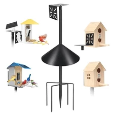 Smart Bird Feeder Pole with Squirrel Baffle & Bath-Heavy Duty Adjustable 3 