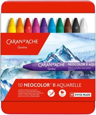 CARAND'ACHE Classic Neocolor II Water-Soluble Pastels, 10 Colors
