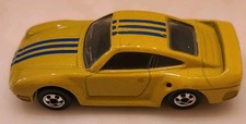 1987 Hot Wheels Porsche 959 Yellow With Blue Stripe Racer Flaked Hot Wheels 1987