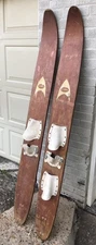 Pair Of Rare Vintage 1960's Sears J.C. Higgins Wood Skis 68 x 7 x 3/4 Skii