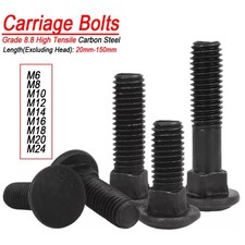 Coach Bolts Cup Square Carriage Coach Screws Grade 8.8 High Tensile Black M6-M24