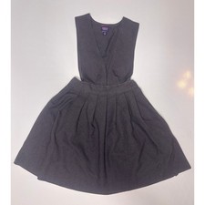 French Toast Girls Charcoal Gray Pleated School Uniform Jumper Dress Size 8