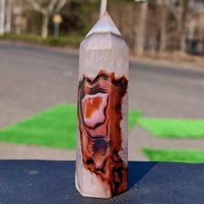 Pietra di agata a righe naturale 54G colonna minerale cristallo sfera minerale esemplare