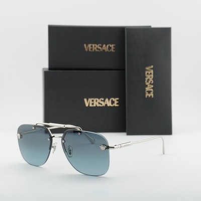 NEW VERSACE VE2296 1000/V1 SUNGLASSES SILVER WOMEN VERSACE VE2296 1000V1 Versace VE2296 1000V1 Silver/Blue Gradient 60-14-145  main image 3