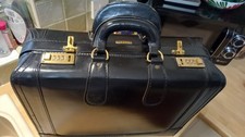 Vintage Black Leather Jensen Extra Large Combination Briefcase/Carrycase