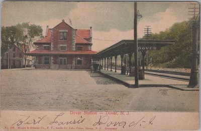 Dover Station New Jersey NJ 1906 Train Railroad Depot Postcard