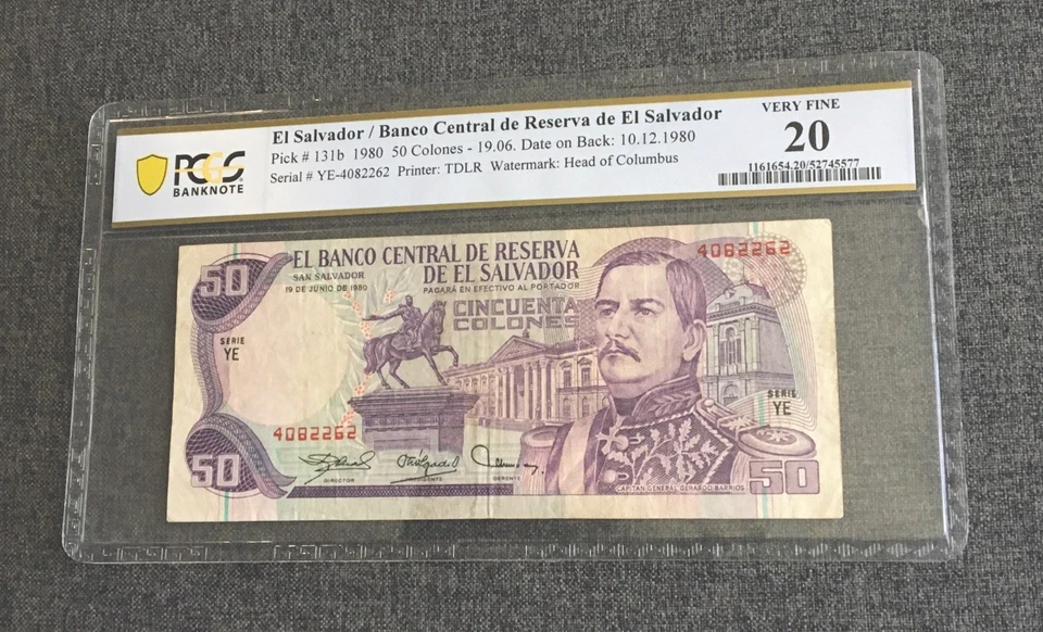 1980 50 Colones El Salvador Pcgs Vf 20  - Image 4 of 4